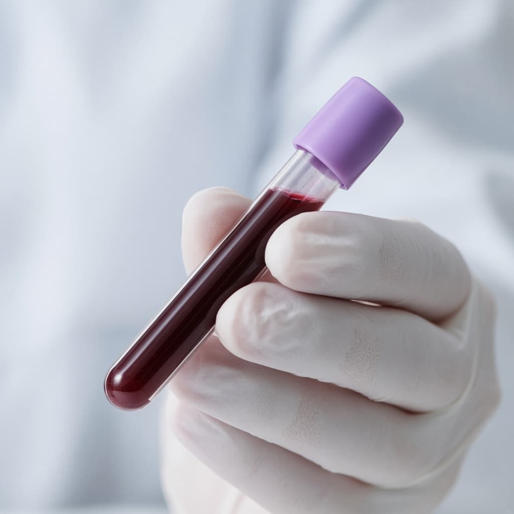 A blood sample tube ready for collection